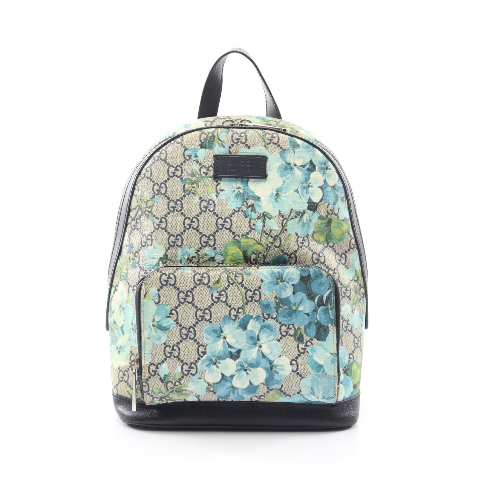 GUCCI GG Blooms Rucksack Backpack 546327 canvas leather Beige Navy Blue Used