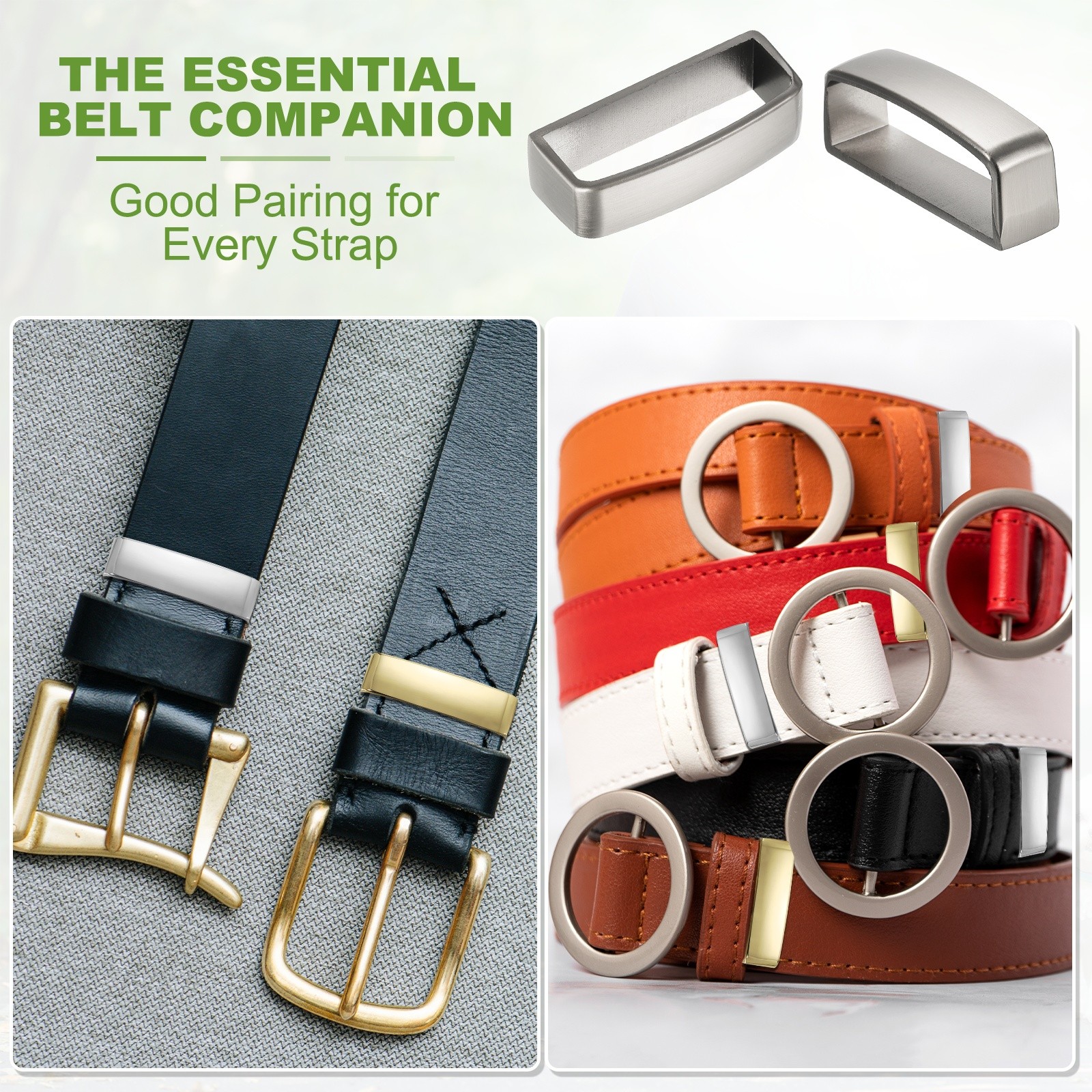 4pcs 40mm alloy belt loops for men, silver gray