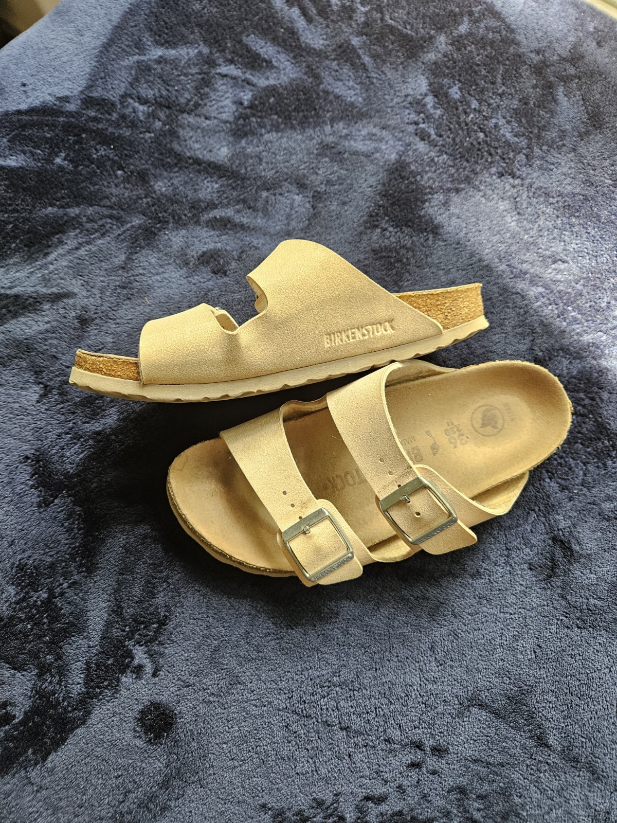 Birkenstock Arizona Slide Sandals Pale Pink 2-Strap Buckle Cork EU 36 US 5.5