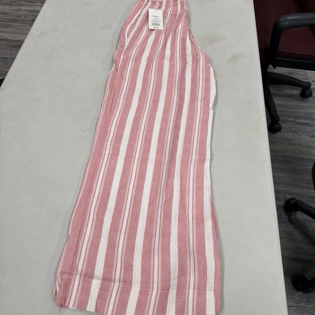 Target Women’s Red & White Striped Wide-Leg Pants, Elastic Waist, Size S Short