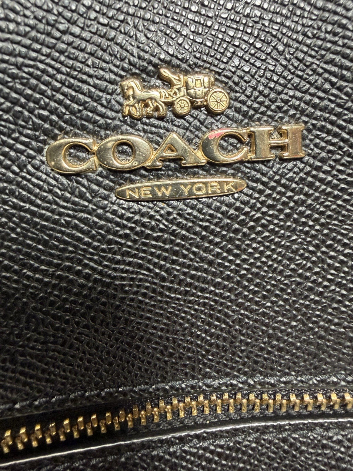 COACH Gallery Tote Shoulder Bag Black Crossgrain Leather w/ Gold Hardware F79608
