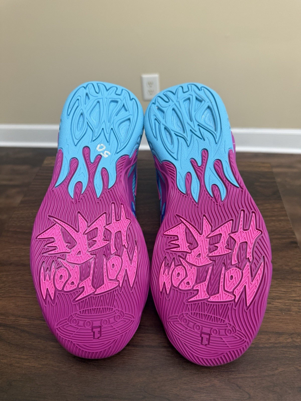 PUMA LaMelo Ball MB.01 Mid Top Basketball Sneakers Pink/Blue Lace Up 9.5