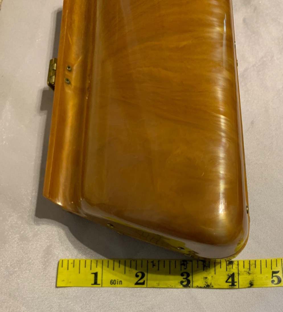 ART DECO Butterscotch TORTOISESHELL AMBER TONE BAKELITE LUCITE Clutch Purse