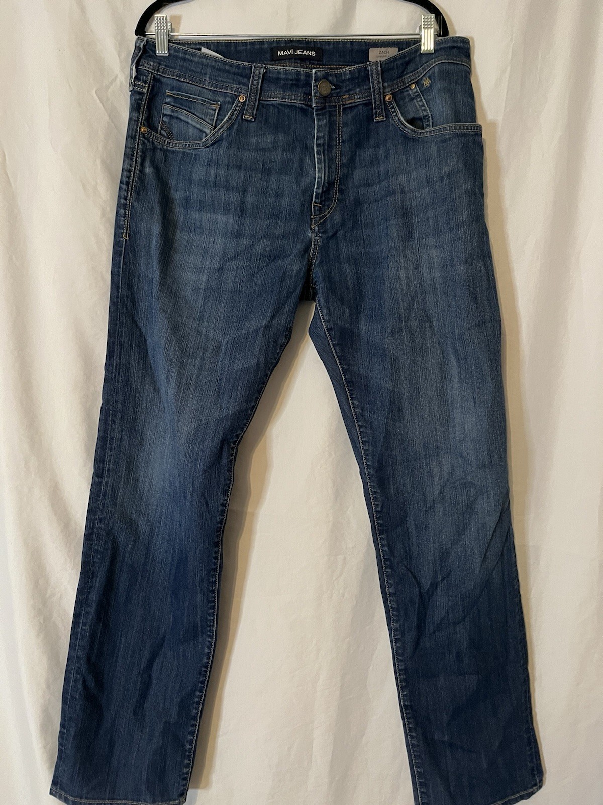 Mavi Jeans Blue Zach Straight Leg Denim Pants Dark Wash Men 36 x 32