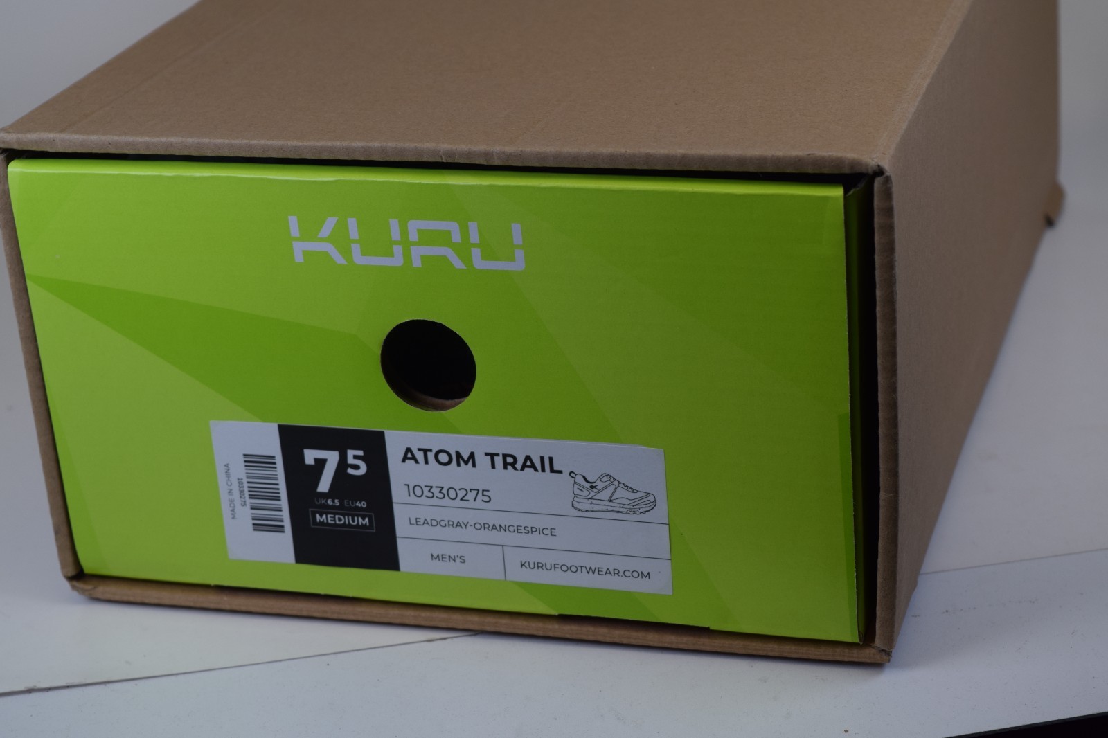 KURU Mens Atom Trail 10330275 Lead Gray Orange Spice Hiking Trail Shoes Size 7.5