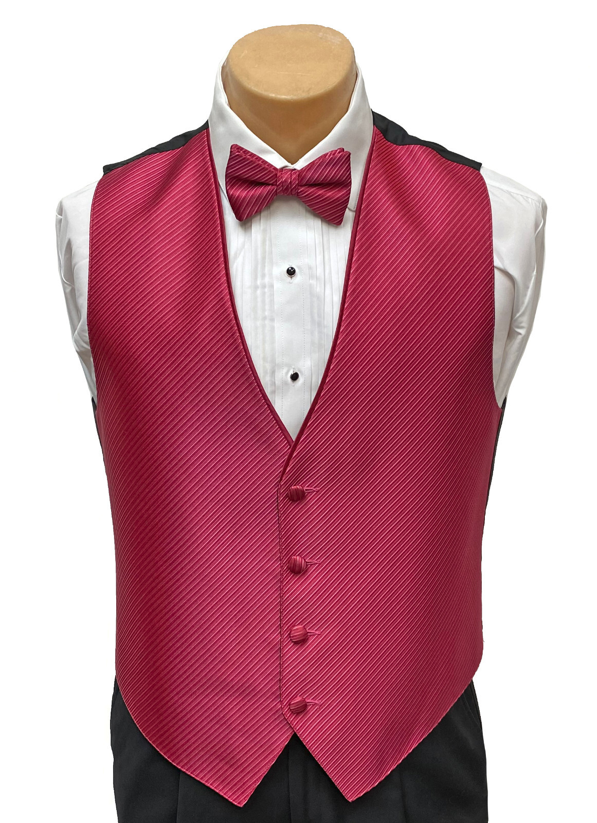 Men’s Watermelon Red Tuxedo Vest with Tie Bow or Long Discounted Closeout