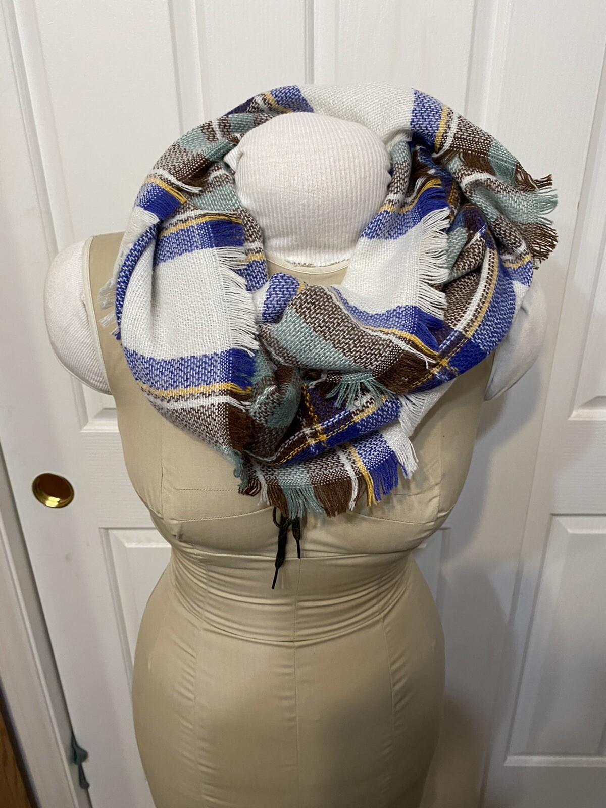 cowl scarf woven plaid