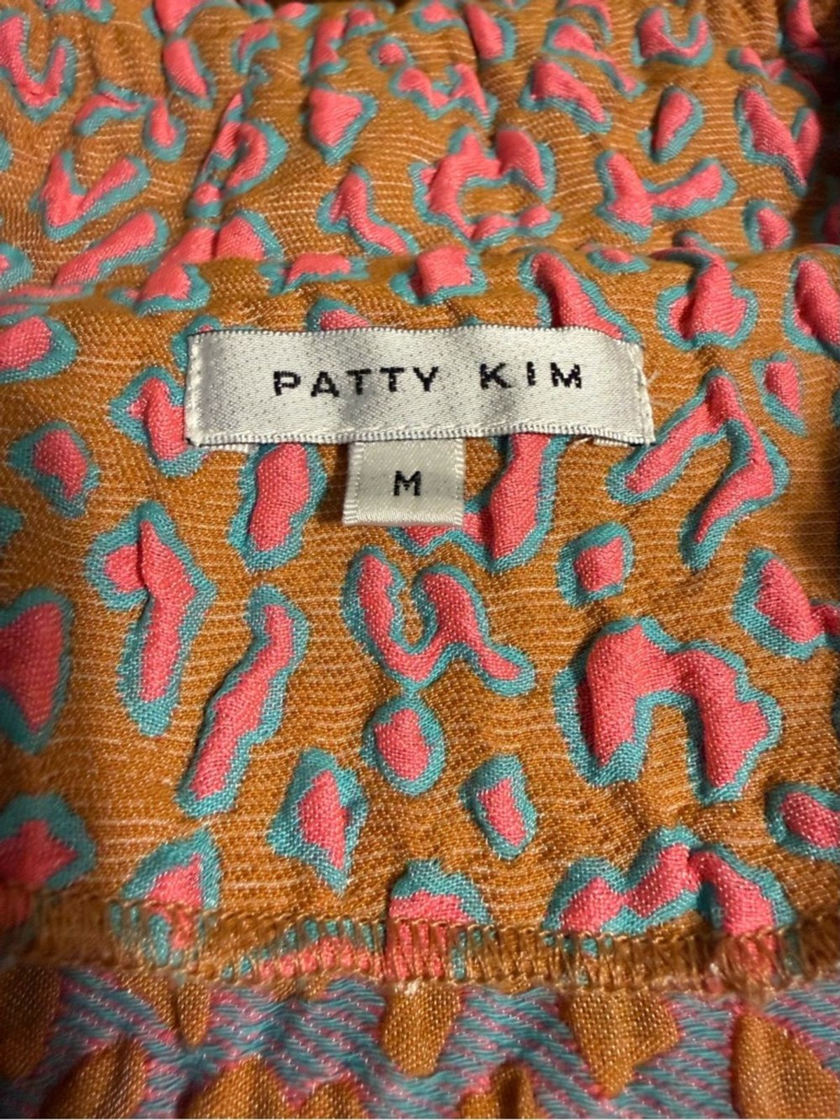 PATTY KIM Leopard Tiffany Pink Textured Collared Midi Dress