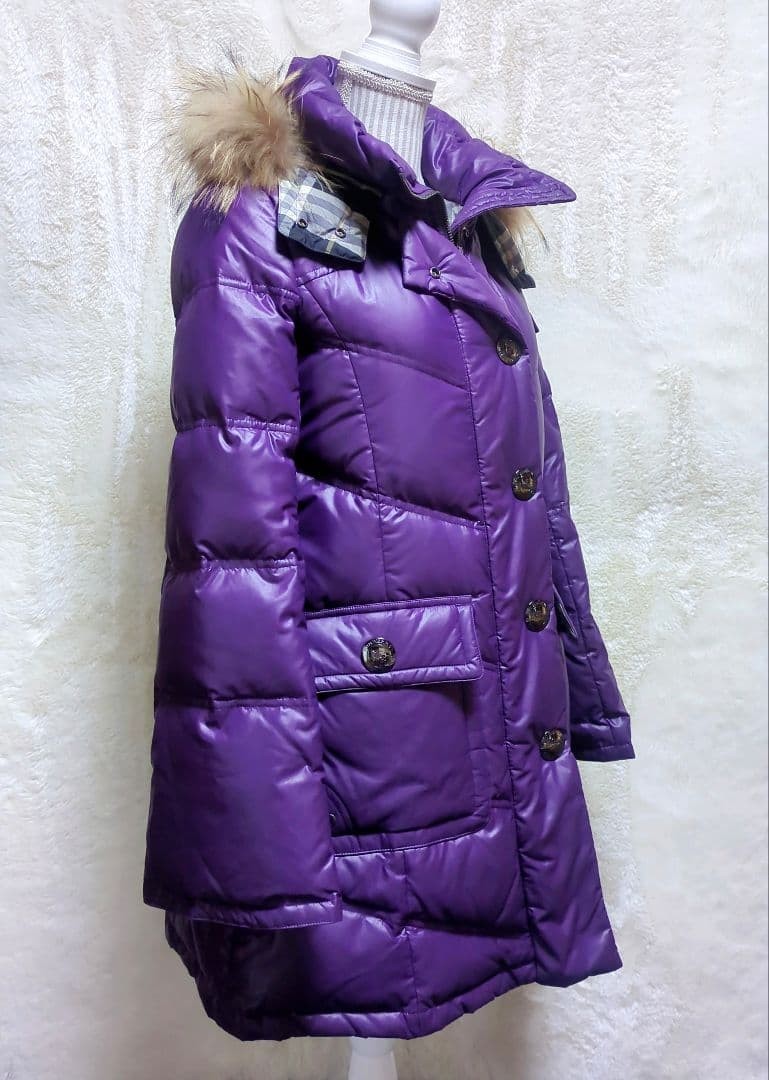 Burberry Blue Label Nova Check Fur Hooded Down Jacket