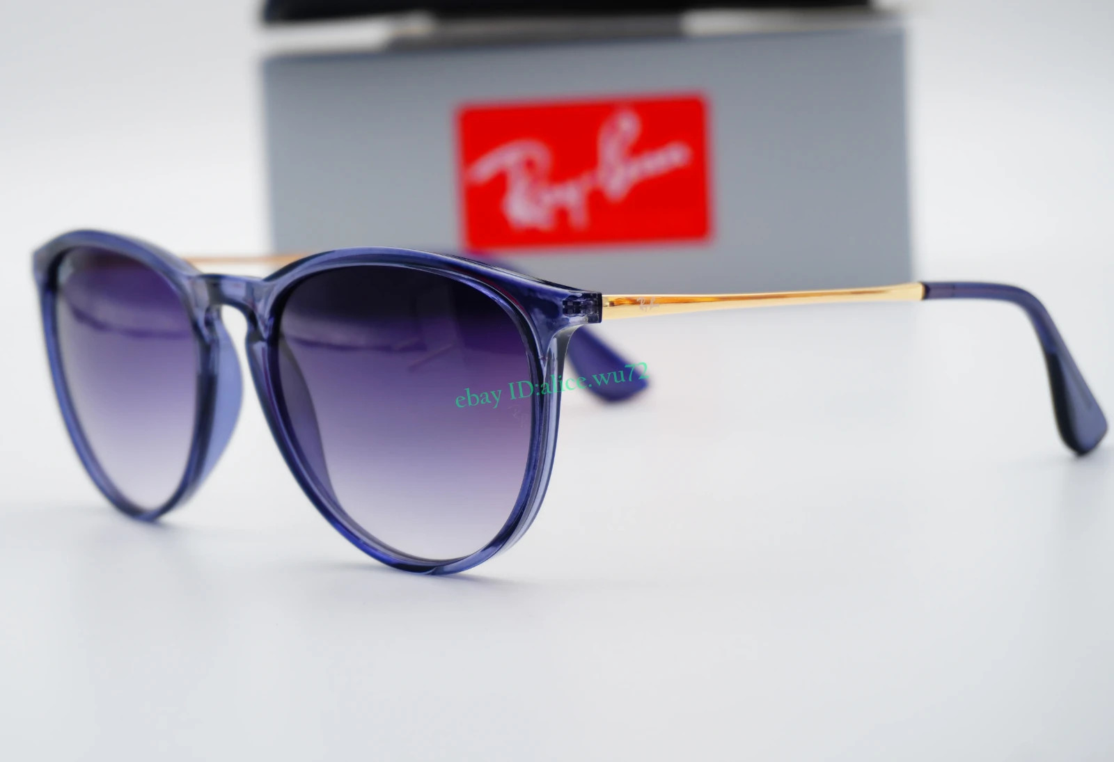 Ray-Ban Erika RB4171 Sunglasses Blue Frame Gray Gradient Lens Unisex 54mm 2N UV