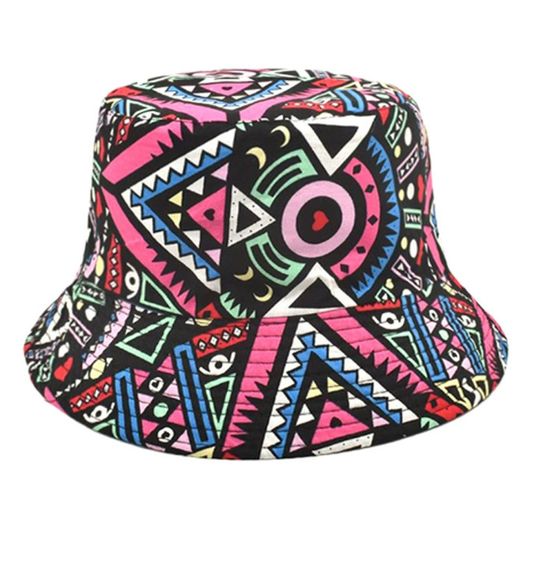 Reversible Bucket Hat Skull Print Fisherman Hat Wide Brim Unisex Cap