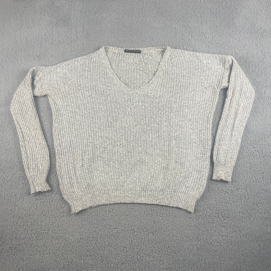 Brandy Melville Women’s OS Gray Cotton Polyamide Round Neck Long Sleeve Sweater