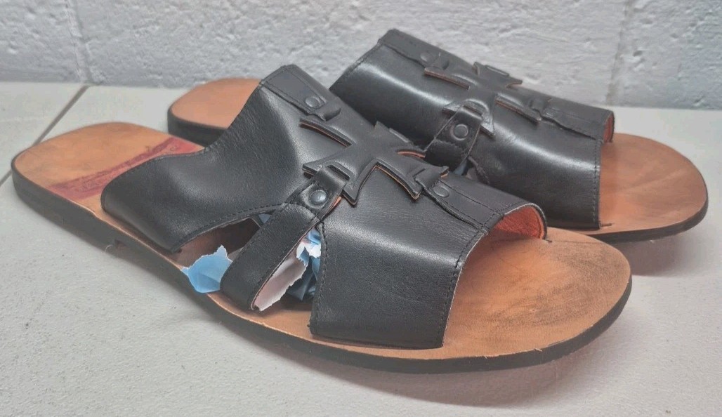 Vintage Mark Nason Slide Black Sandals Rock Never Dies Size 13 Made In Italy EUC