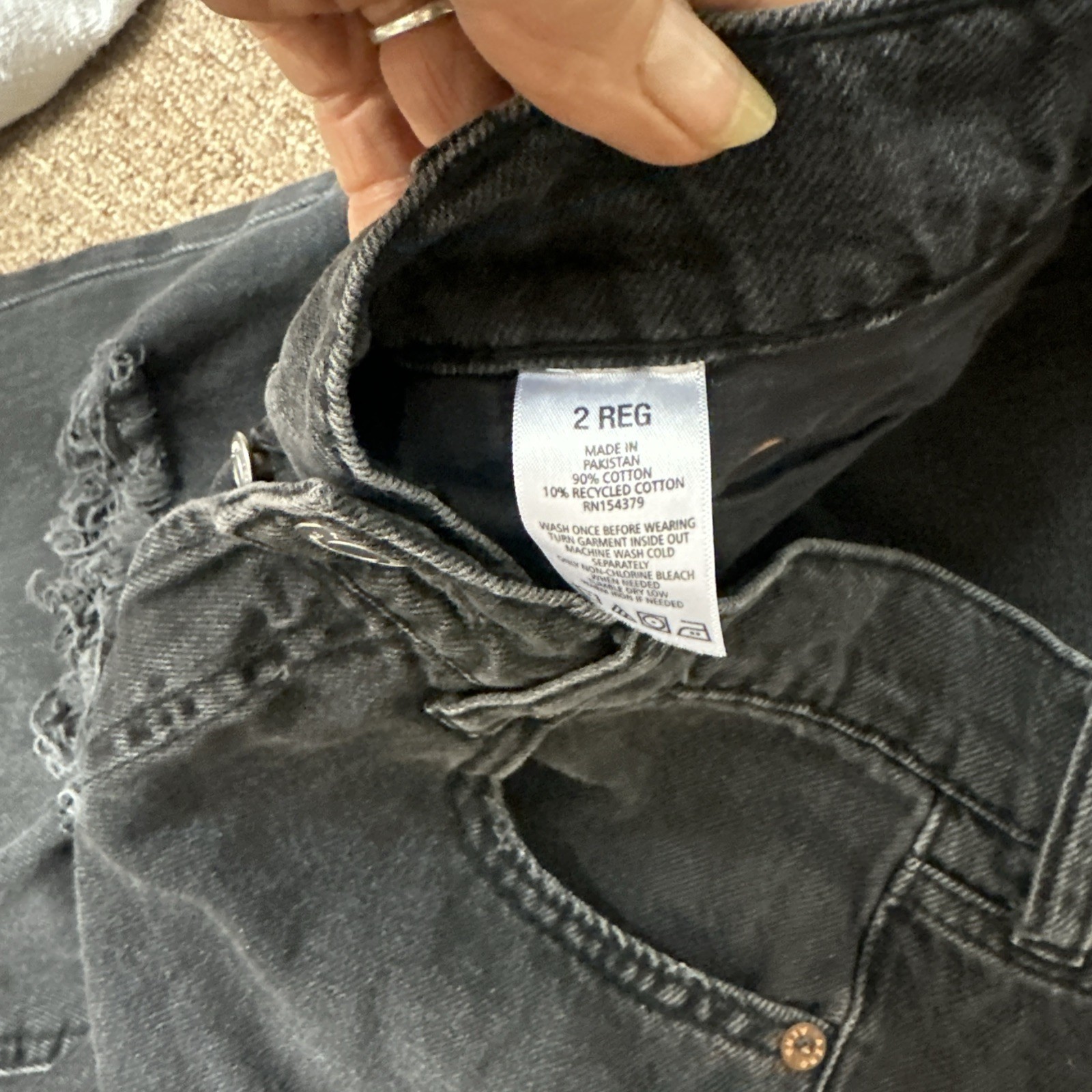 Aeropostale 90s Baggy Straight Jeans Womens 2 Black Distressed Non Stretch