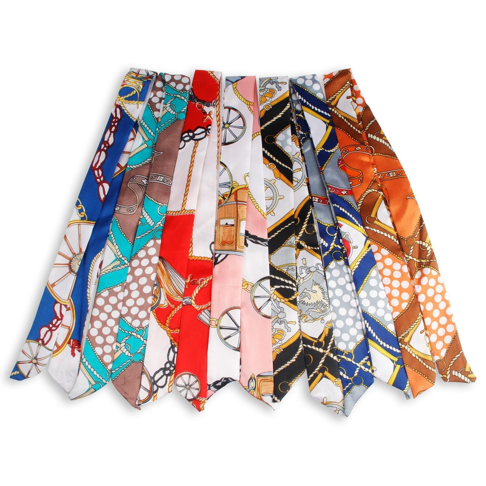 7PCS Women Head Neckerchief Purse Scar, Band Narrow Scarf Ribbon Satin Scarfs…