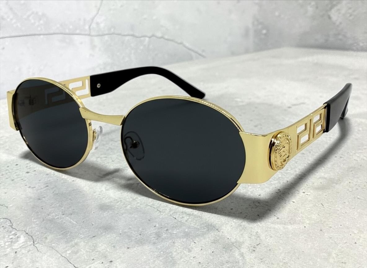 Classic Retro Hardcore Hip Hop Rapper Pimp SUNGLASSES Oval Gold Frame Dark Lens