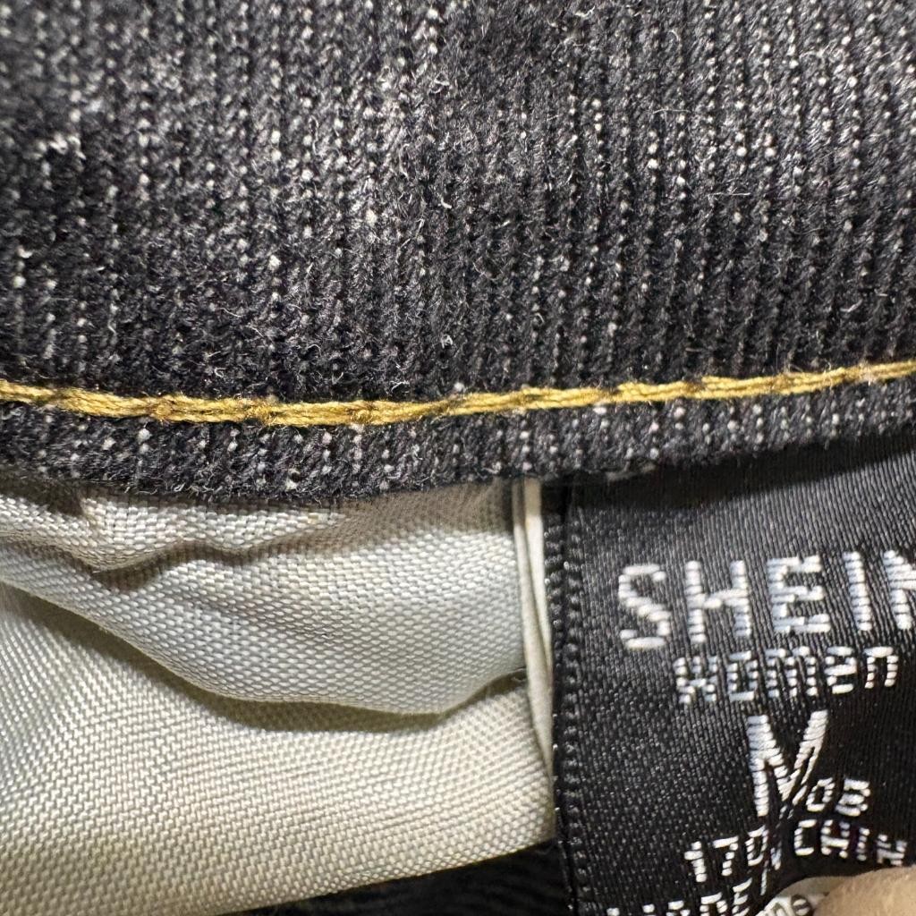 Shein Colorblock Two Tone Jeans Womens Medium Blue Black High Rise Straight Leg