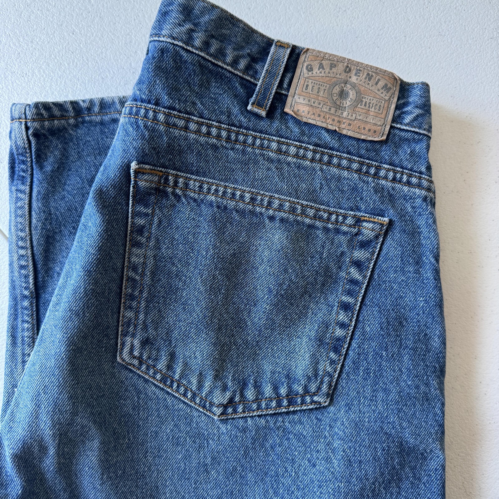 Vintage Gap Jeans Mens 36×32 Blue Denim Baggy Fit High Rise Tapered 90s USA