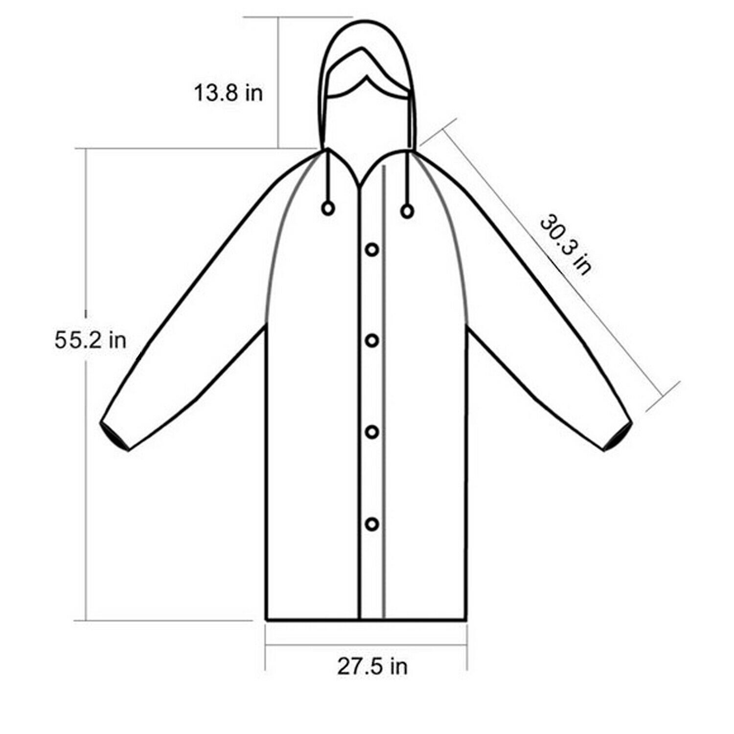 Unisex Adult Raincoat Waterproof Rain Coat Hooded Jacket Poncho Rainwear Camping