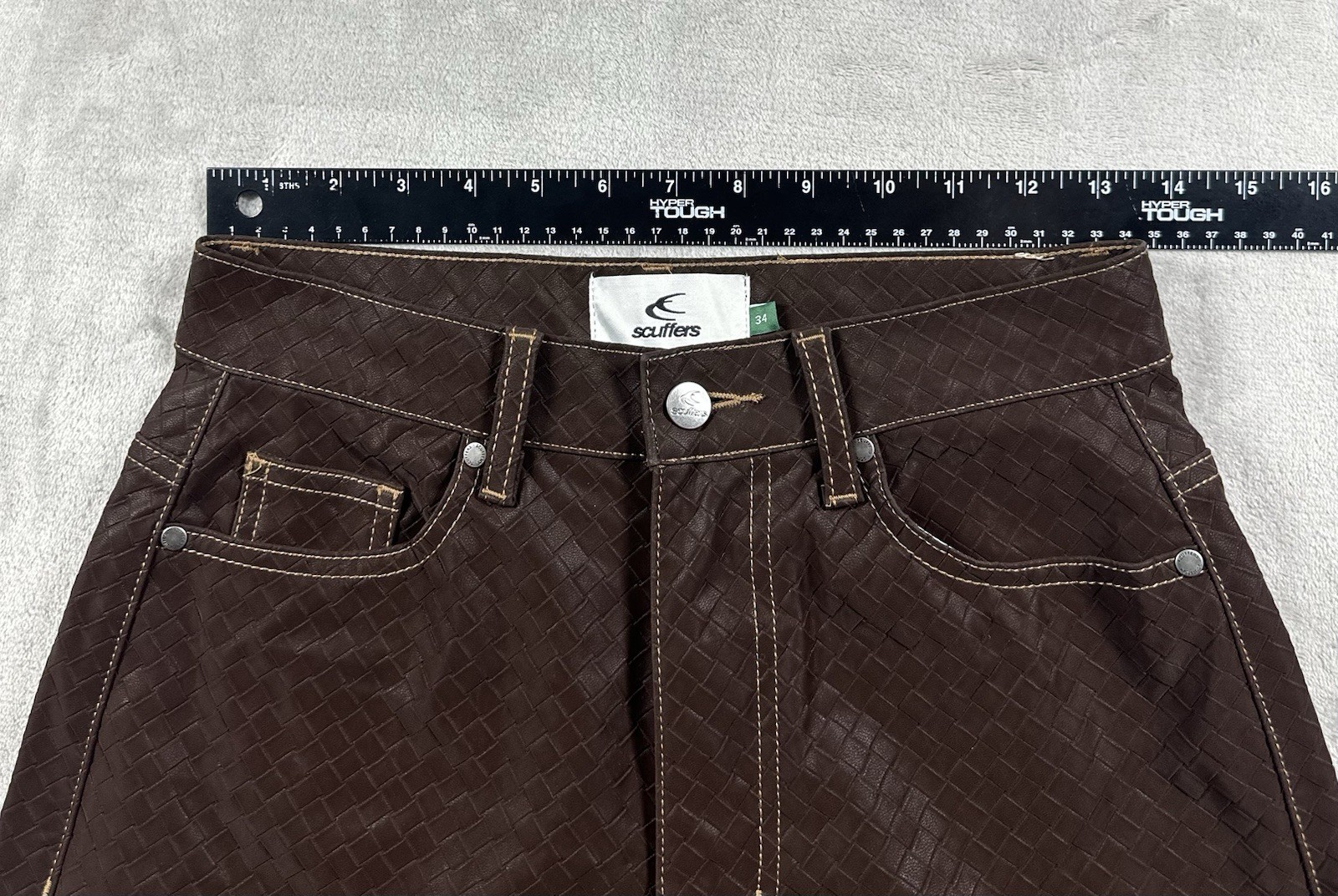 Scuffers Long Baggy PU Shorts Jorts 13” Mens 34 (Actual Waist 27”) Brown Skater