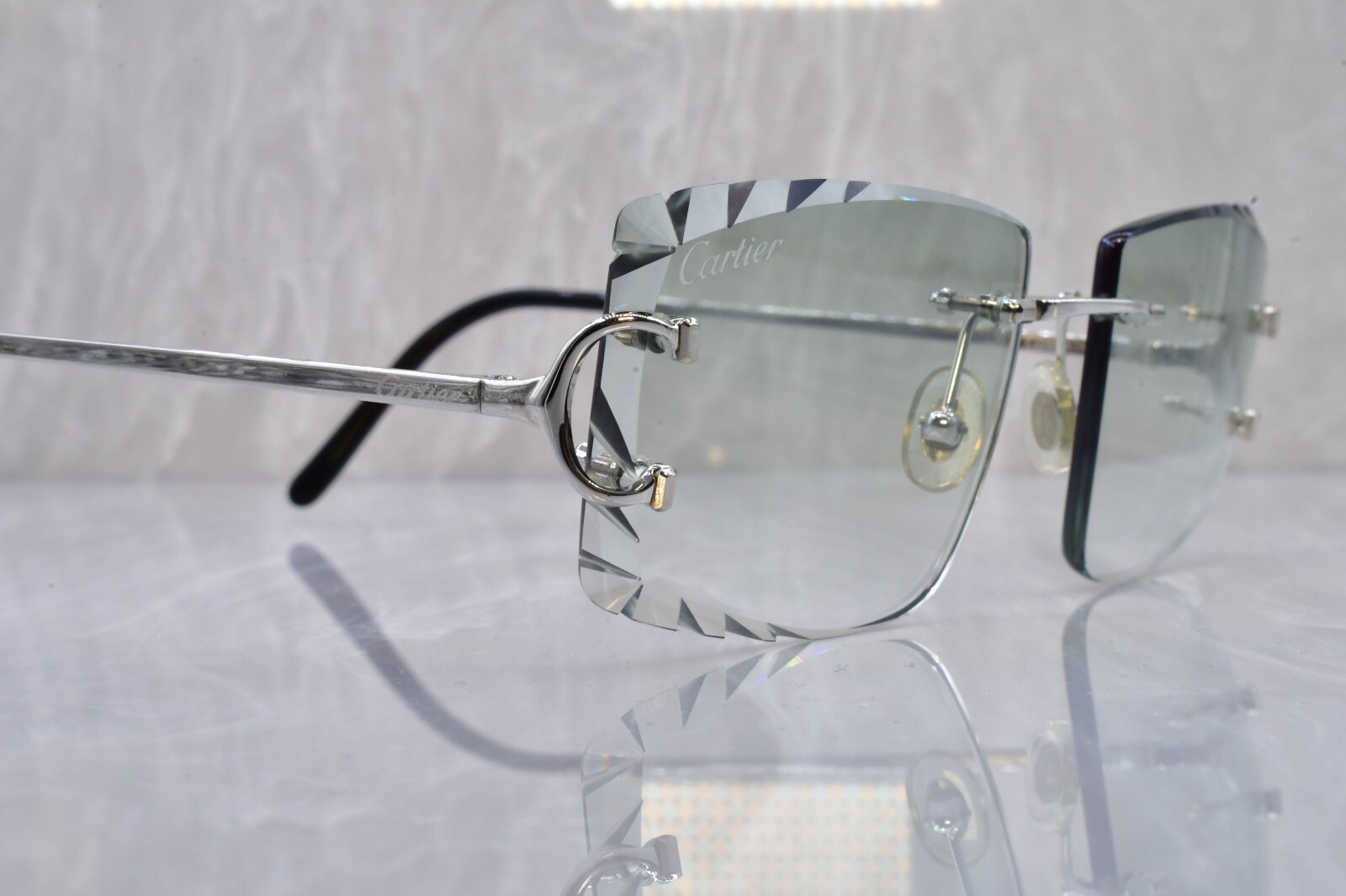 Cartier big c diamond cut lenses wood horn trivex Sunglasses ct0092o Green Smoke