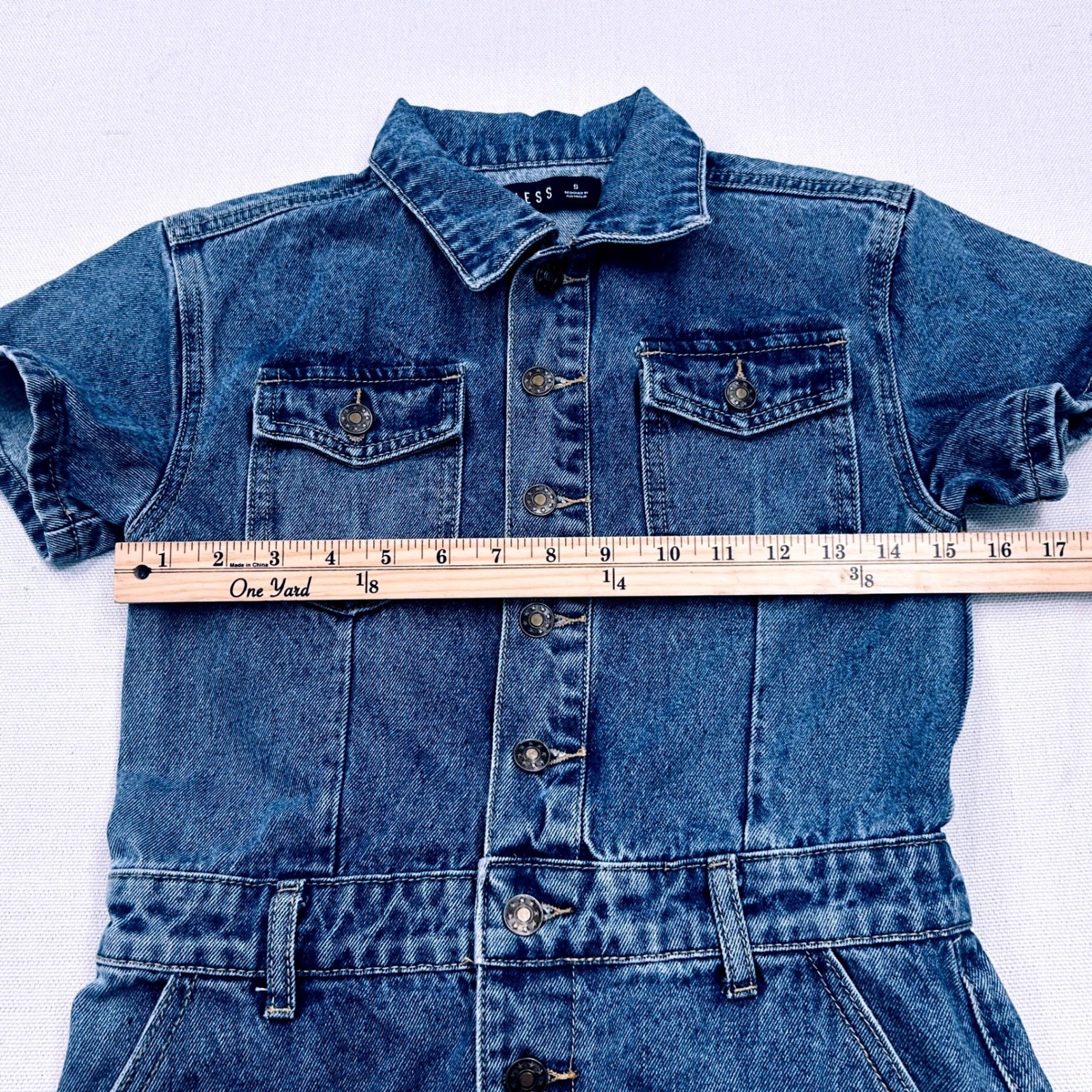 Lioness U Know Whats Up Denim Romper Womens S Blue Utility Button Front Playsuit