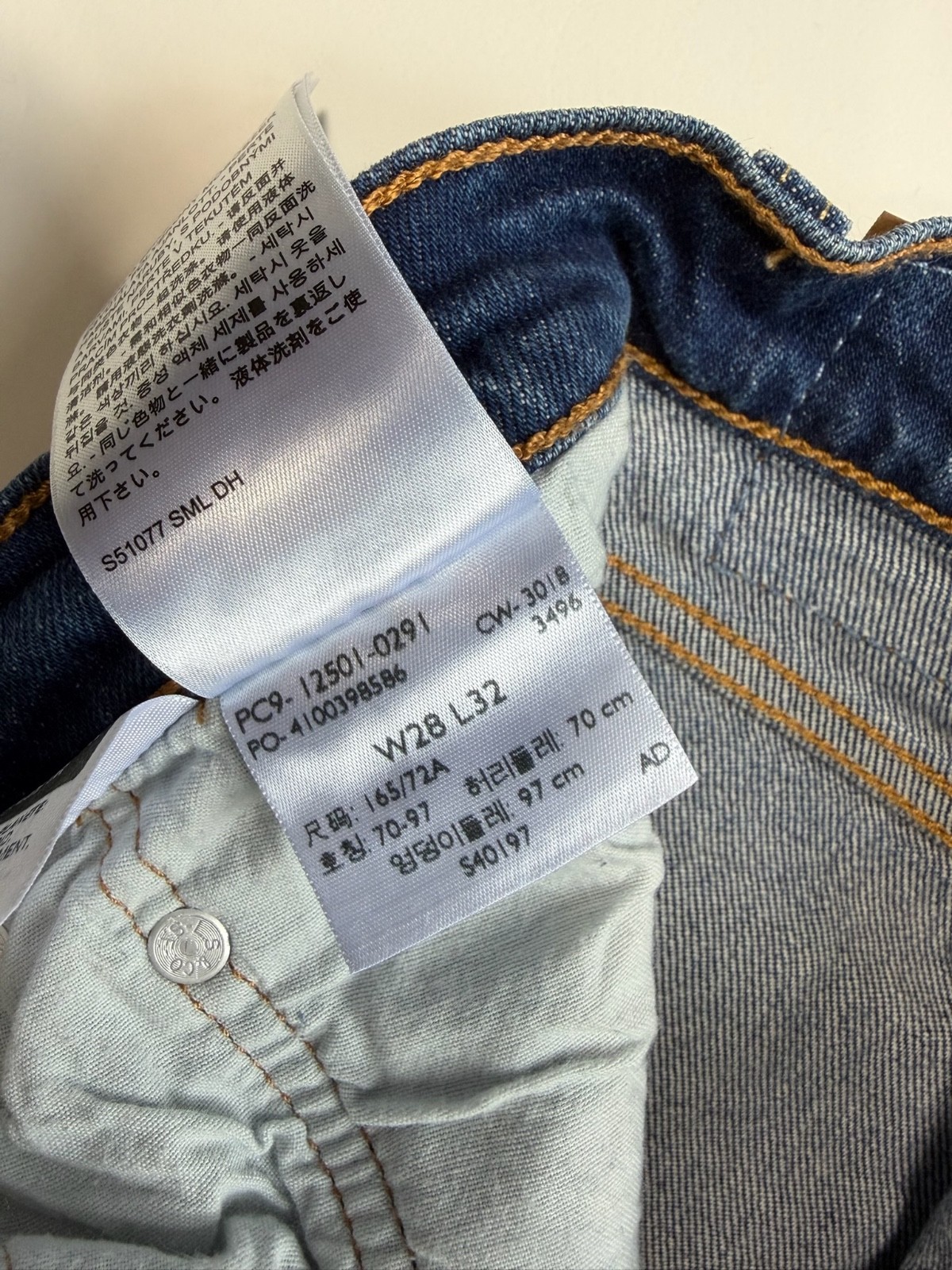 Levi’s Premium 501 High Rise Button Fly Straight Leg Jeans Sz 28×32 Dark Wash