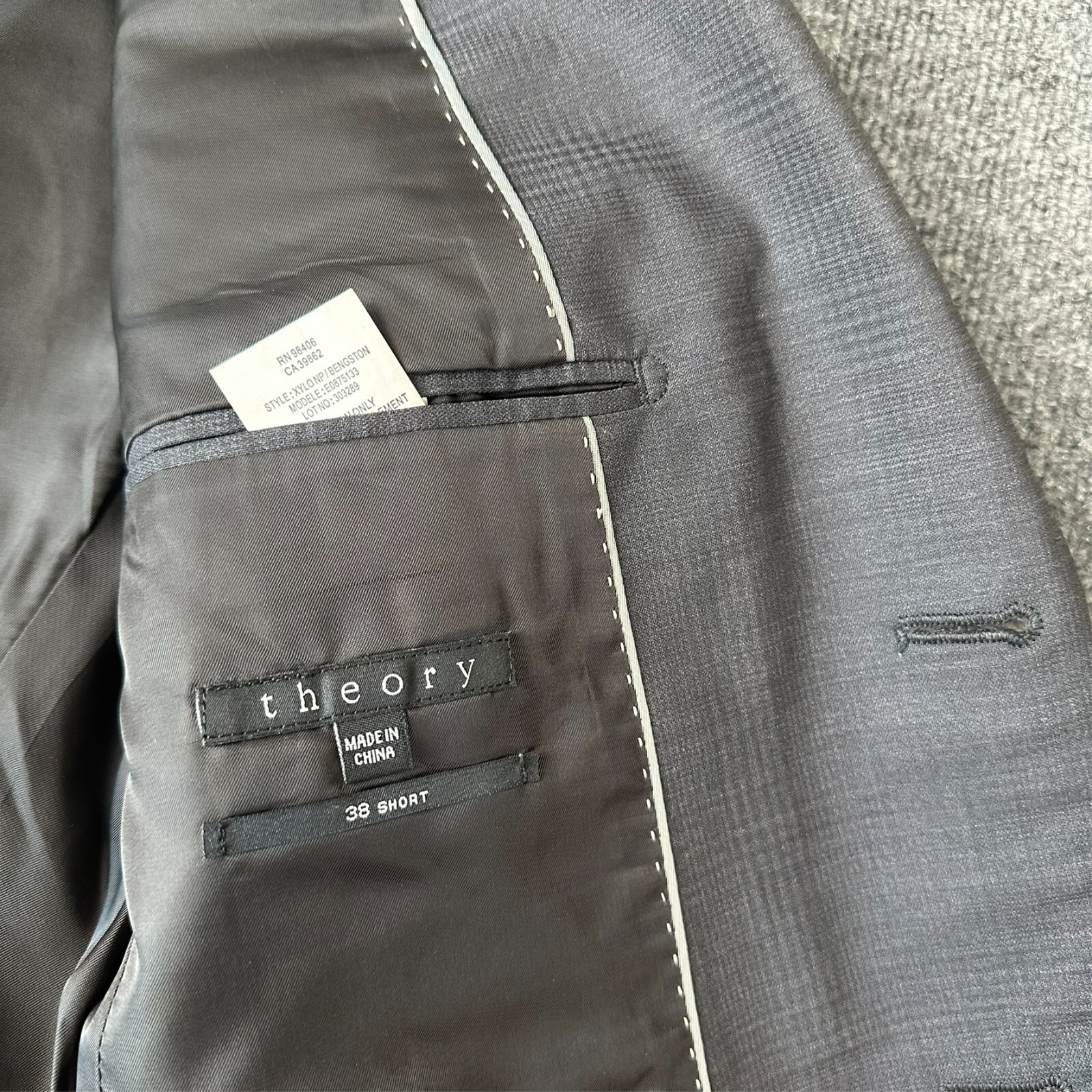 Theory Chambers Model Solid Gray 2-Btn Wool Stretch Blazer Jacket 38S