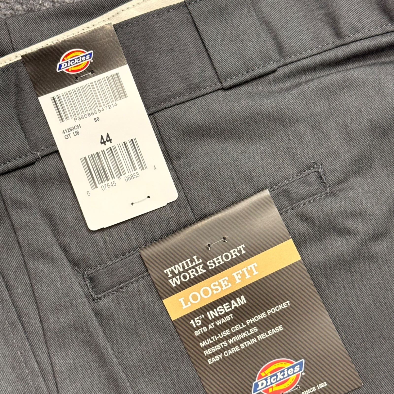 Dickies Mens Twill Work Short Loose Fit 44×15” Charcoal Grey – NWT