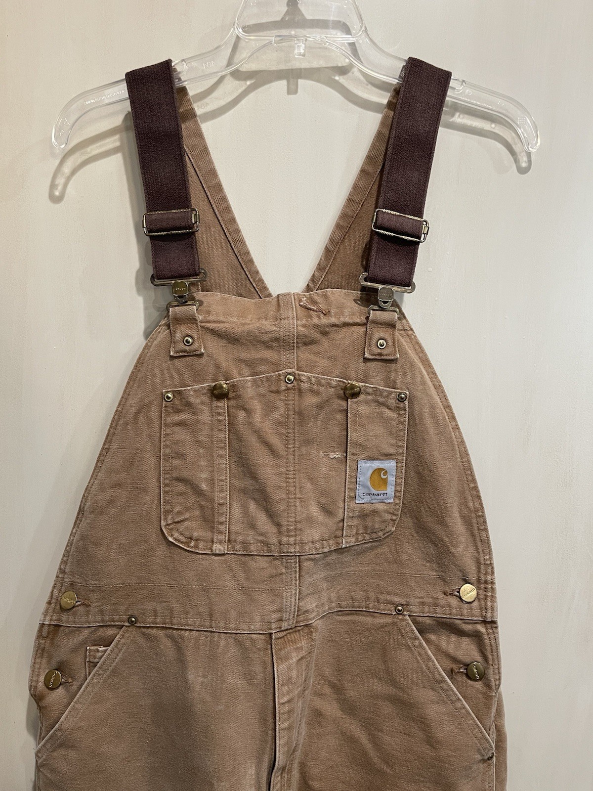 Carhartt Bib Duck Overalls 36×30 Double Knee Bibs R08 BRN Brown 100% Cotton