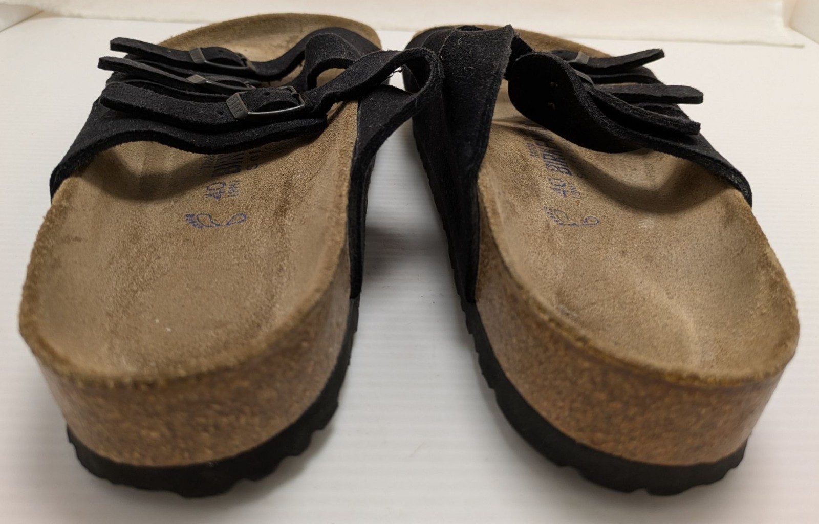 40 L9 M7 Birkenstock Florida Black Suede Soft Footbed Sandals Size 9 German Made
