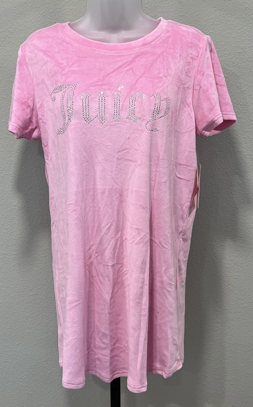 Juicy Couture Sleepwear Pink Rhinestone Logo Nightgown Medium Velour Bling