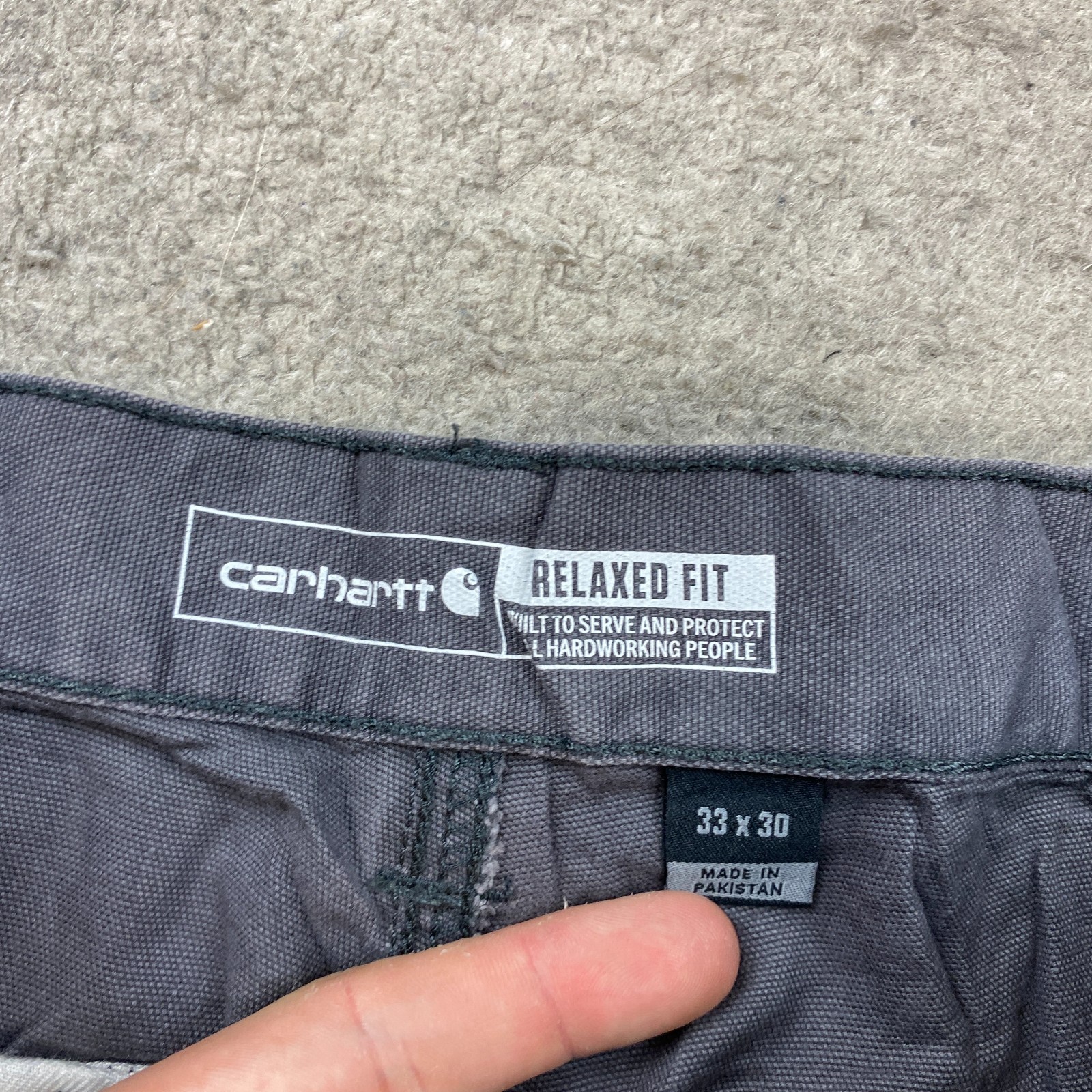 Carhartt 102802 Canvas Double Knee Pants 33 Gray Y2K Workwear Rigby Mens 33×30