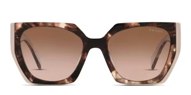 Prada PR15WS 01R0A6 Rectangle Sunglasses in Tortoise and Powder /Brown Lens