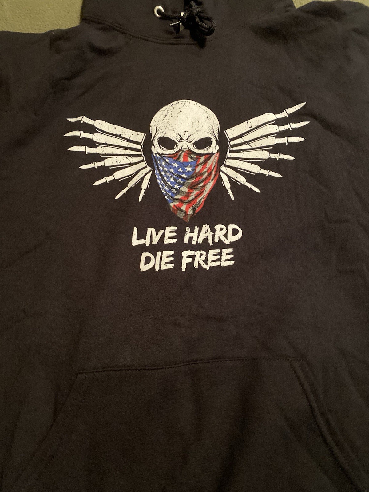 USA Live Hard Die Free Skull Hoodie Men’s XL