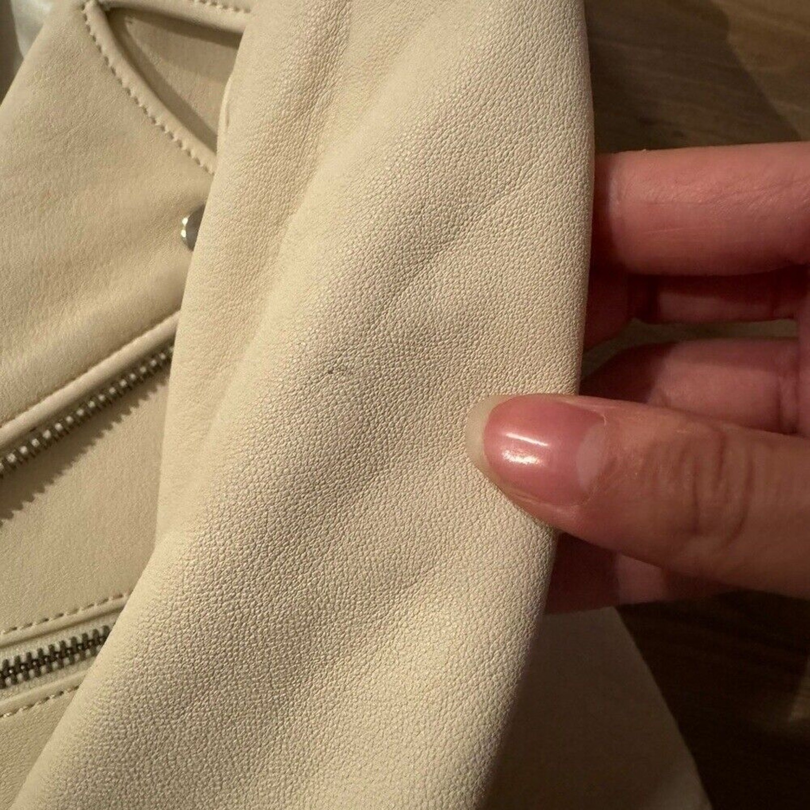 Celebrity Worn $1885 Each x Other white genuine leather moto jacket ribbon small