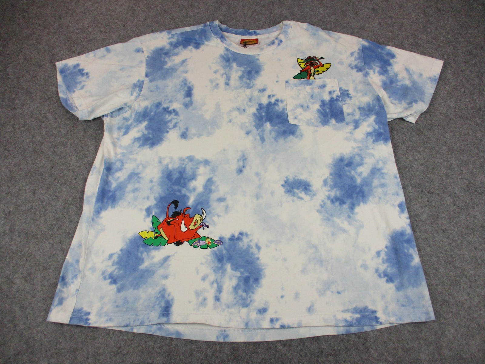 Disney Shirt Mens 3XL XXXL Blue White Lion King Pumbaa Timon Tie Dye Embroidered