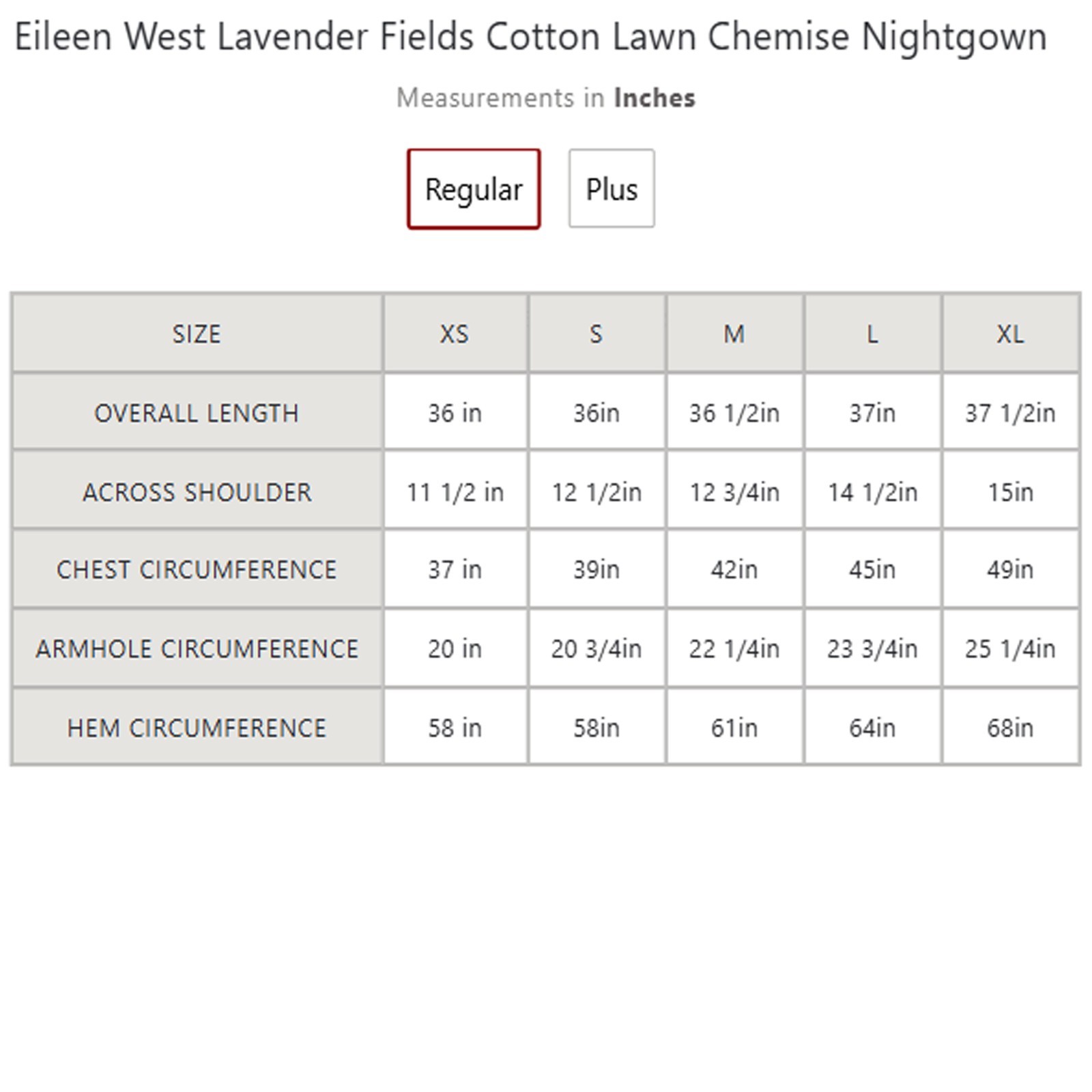 Eileen West Lavender Fields Cotton Lawn Chemise Nightgown