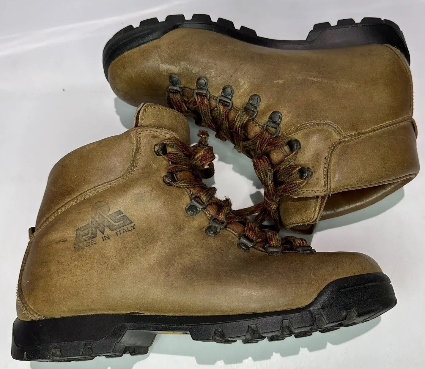 Vintage EMS Italy All Leather Hiking Backpacking Boots Shoes Womens 8 L