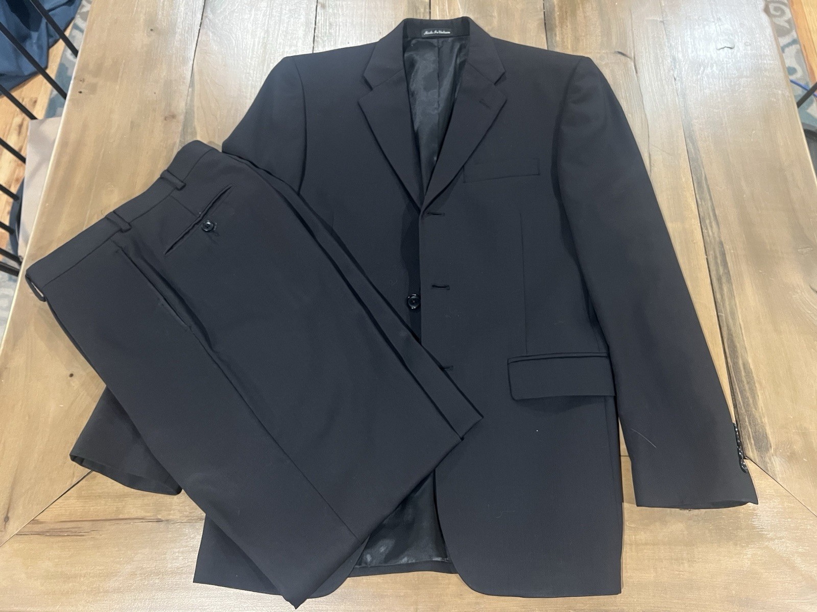 Axcess Claiborne Men’s Three Button Two Piece Suit, Size 38R 30×32, Black