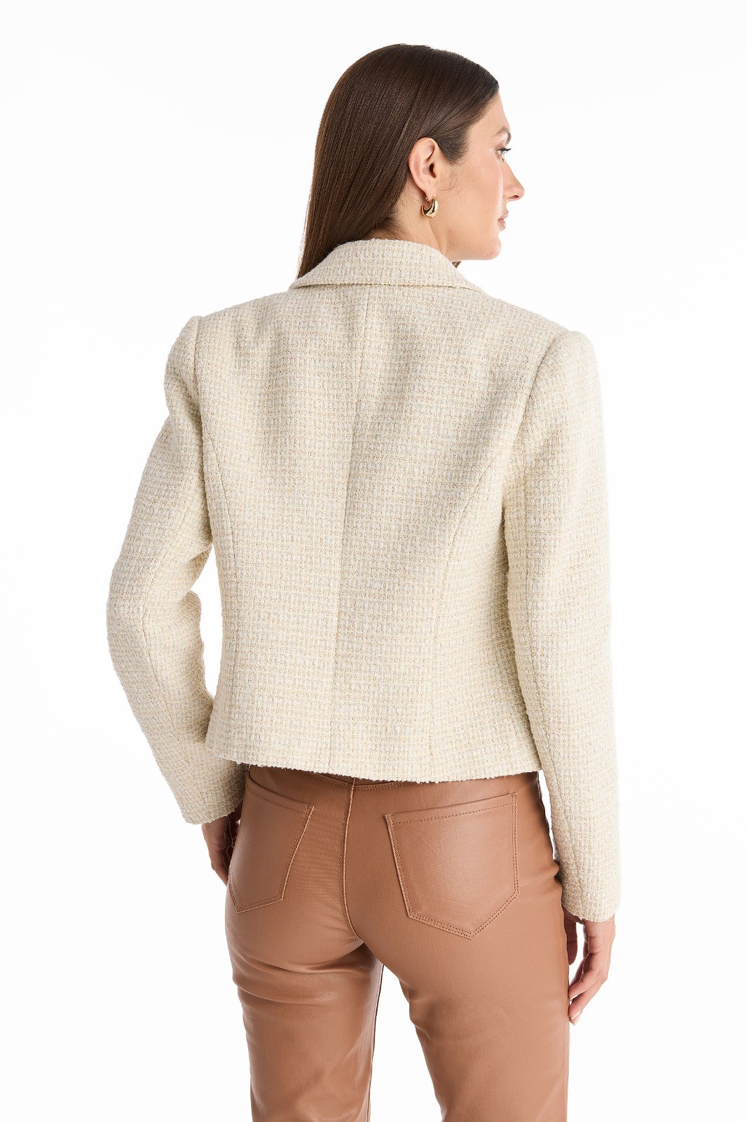Gabrielle Tweed Double Breasted Blazer – Beige THE NOLI SHOP