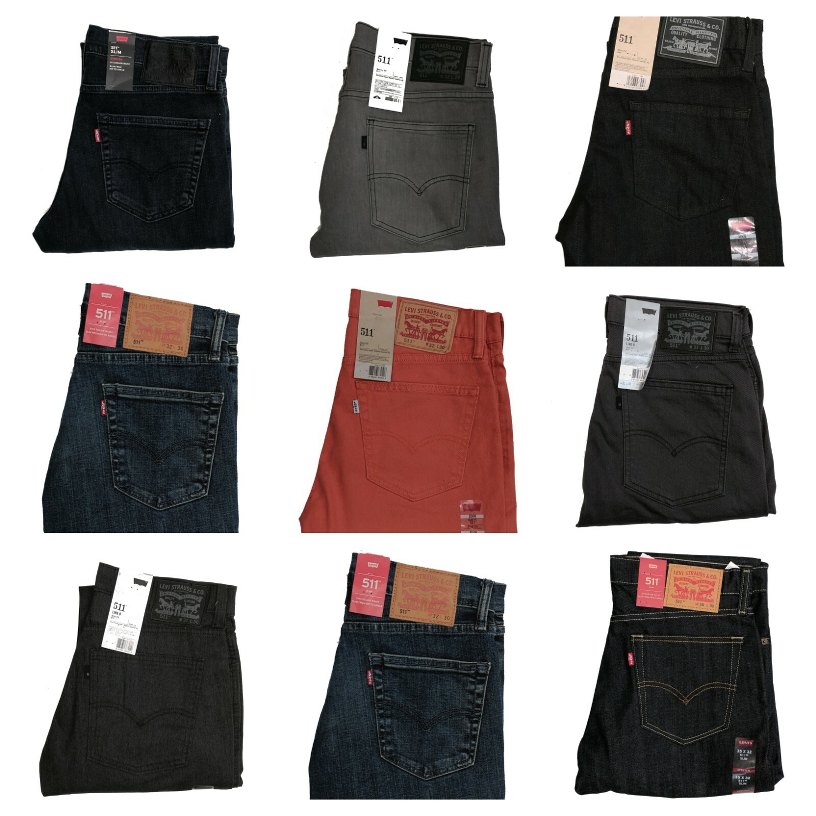 Levis 511 Slim Fit Men’s Stretch Denim Levi’s Jeans 28 29 30 31 32 33 34 36 38