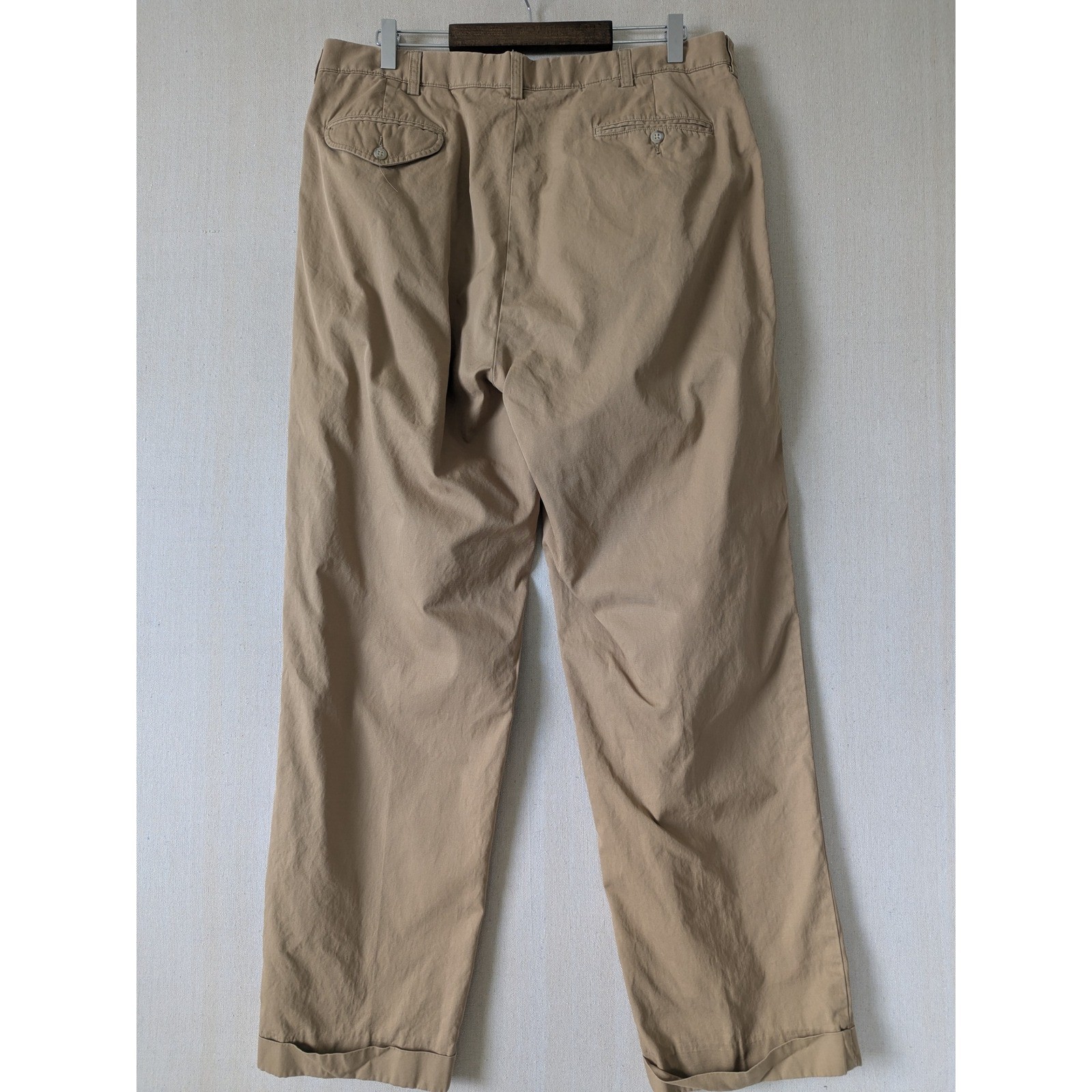Vintage Polo Ralph Lauren Hammond Pant Mens 38×32 Khaki Tan Pleated Cuffed Chino