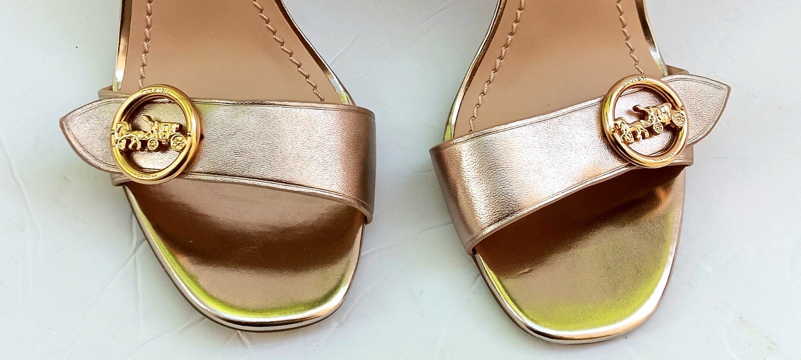 COACH Maddi 85 Wom Ankle Strap 3.5″ Sandal Sz 8B Met Champn FG3485 NEW Other