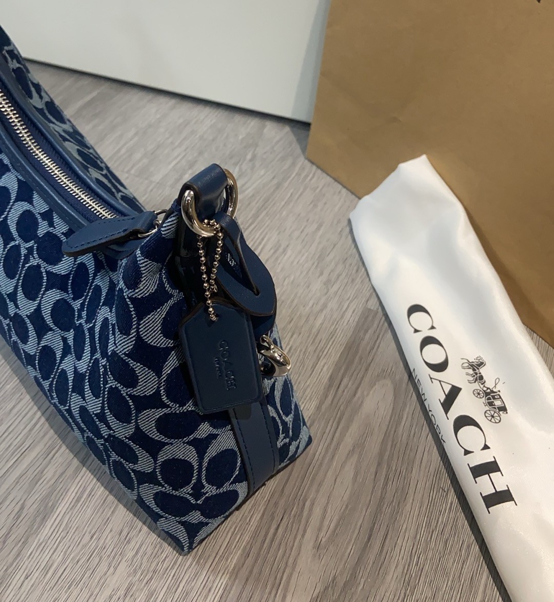 COACH CAM27 Juliet Shoulder Bag In Signature Denim Deep Blue Multi Outlet NEW