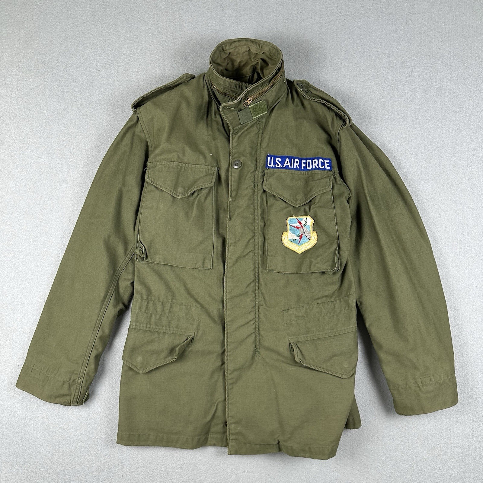 Vintage US Air Force M65 Field Coat XS 70s Vietnam OG107 Jacket 1972 SAC Patch