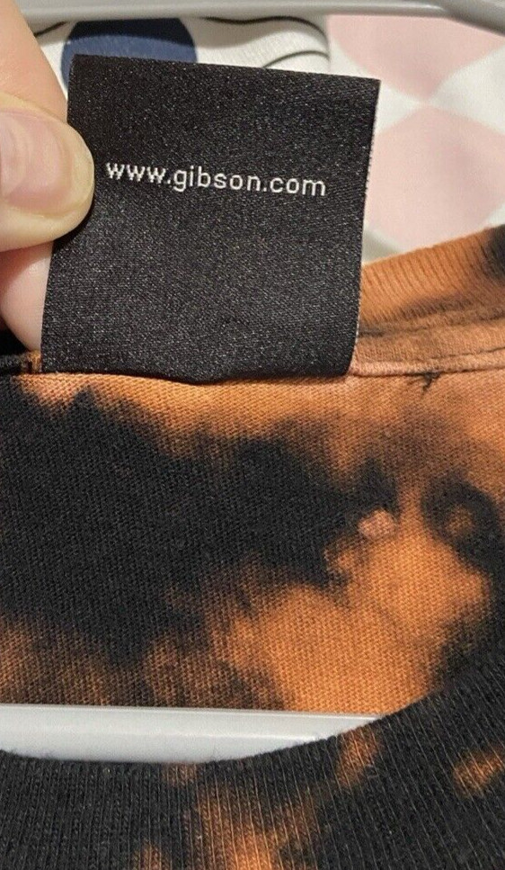 Gibson Guitar T-shirt (music instrument company) / bleach tie-dye / small
