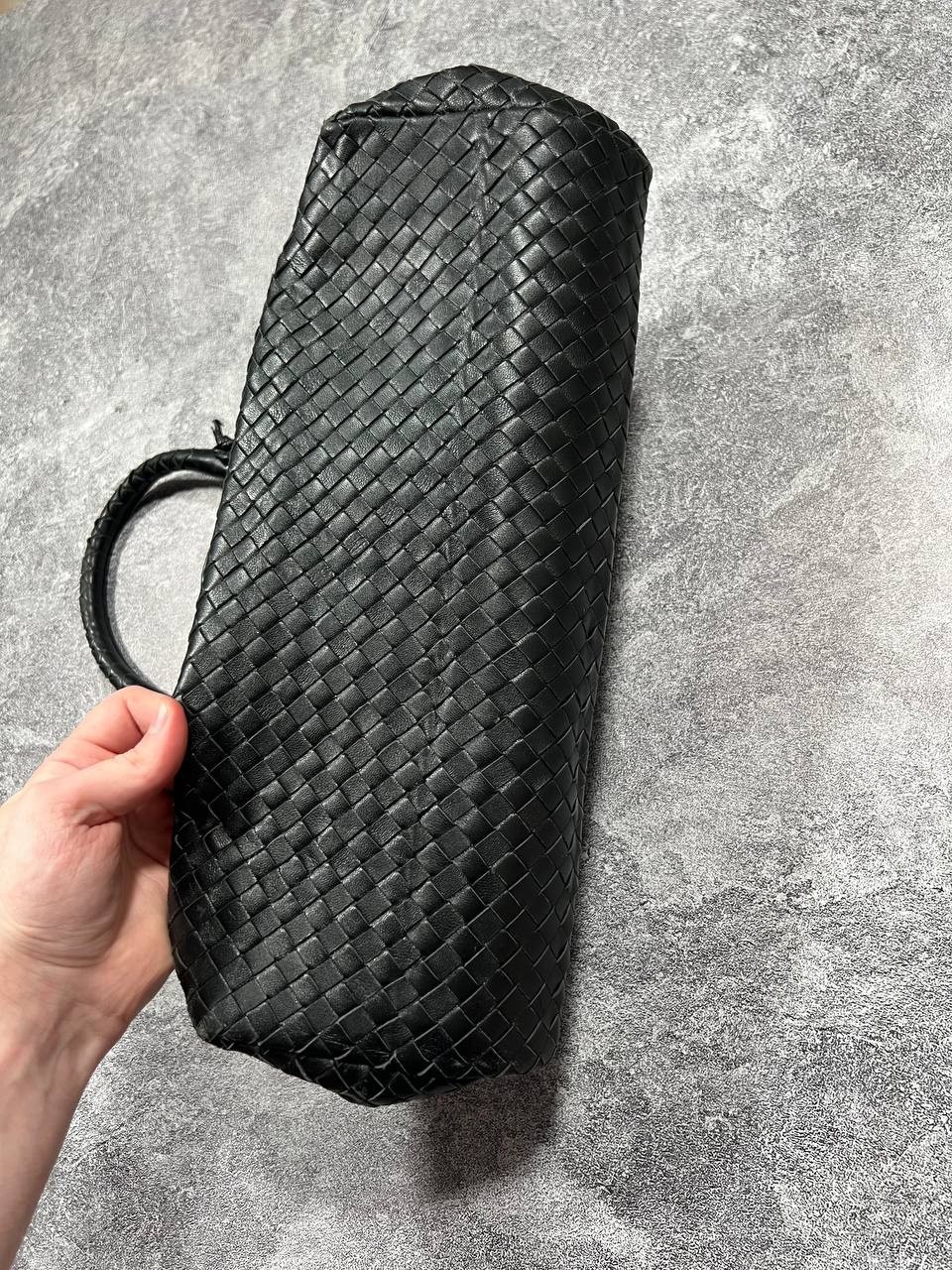 Bottega Veneta Intrecciato Leather Tote Bag Black Woven Handbag Made in Italy