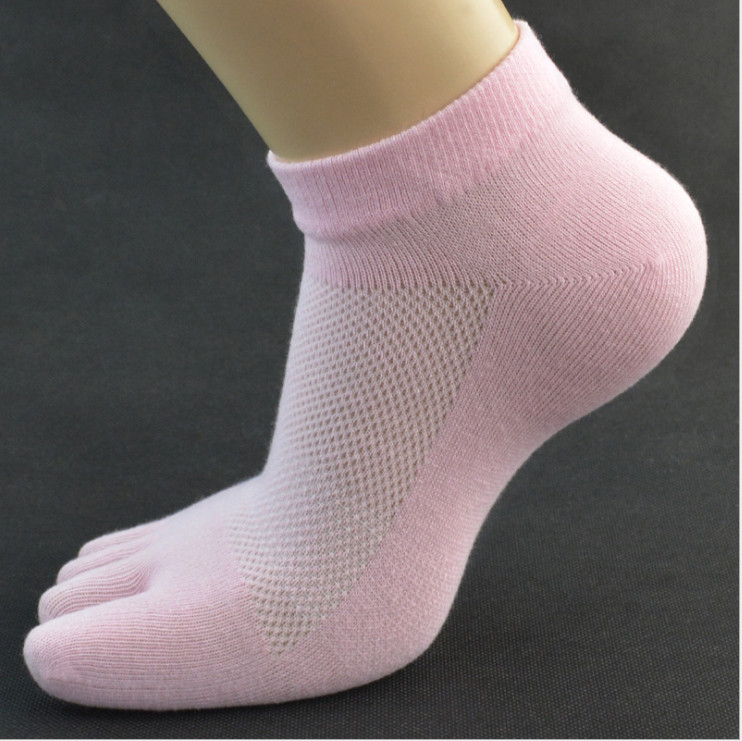 100% Cotton Low Cut Five Finger Toe Sport Breathe Solid Ankle Women Socks 5 Pack