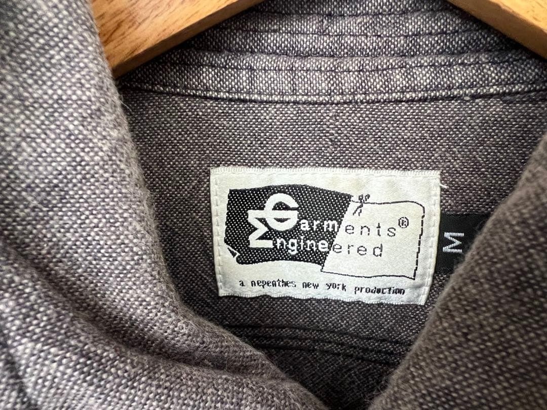 Engineered Garments Work Shirt M USA Cotton Asymmetrical Pockets Gray F/S